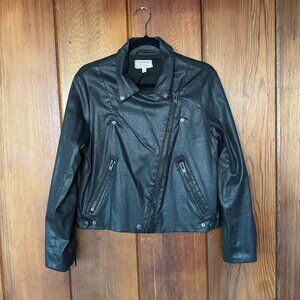 Current/Elliott SoHo Black Coated Moto Jacket | Biker Style | W Size 3